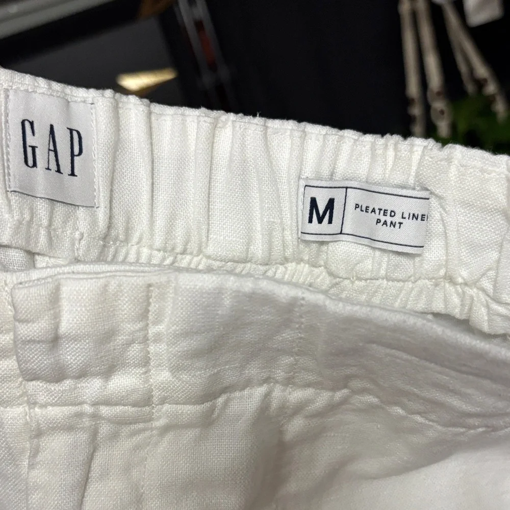 GAP Women's White Wide Leg Linen Pants - Picture 5 of 5
